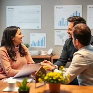 Couple discussing mortgage options with advisor