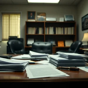 Courtroom scene related to real estate fraud case