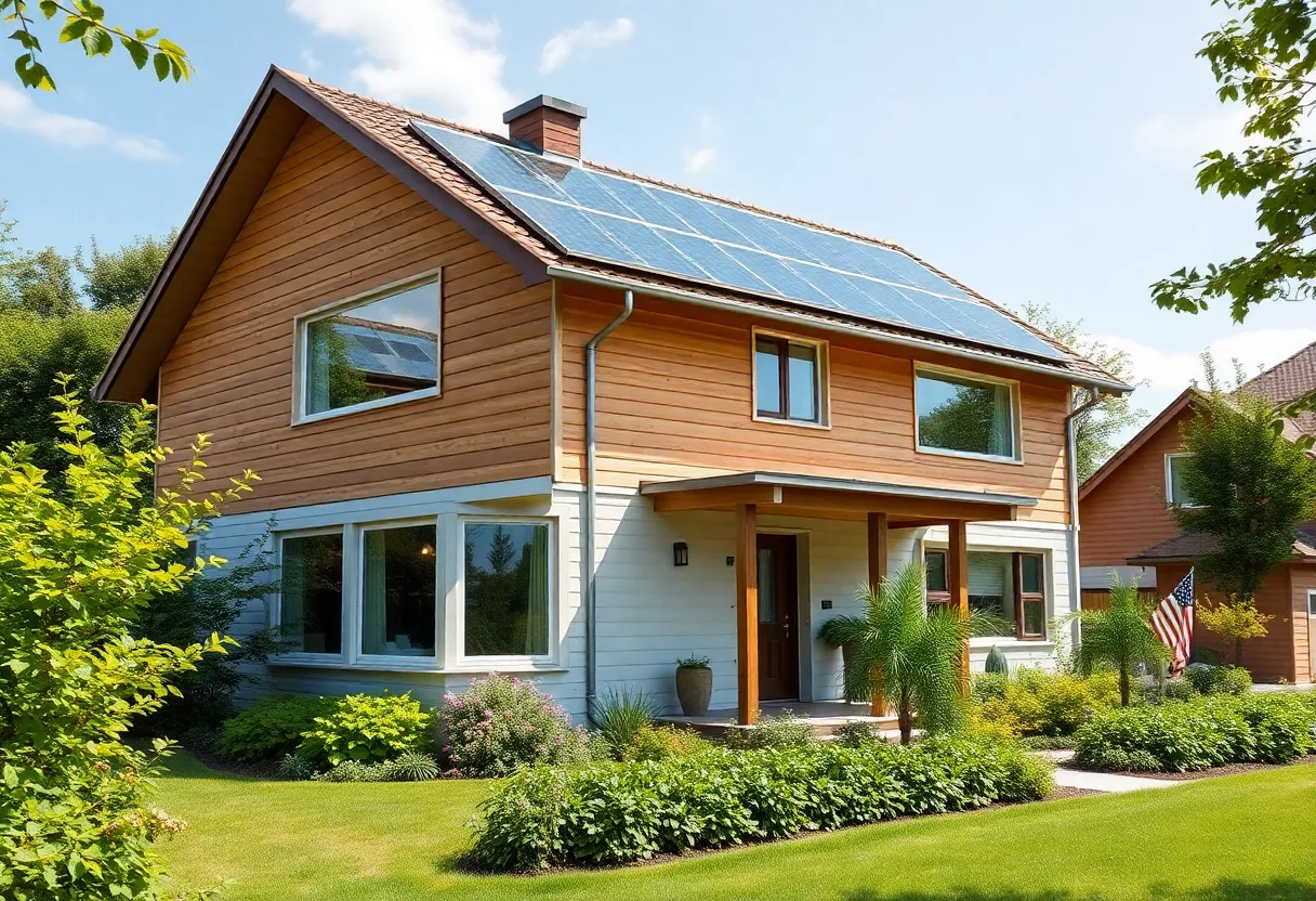 A beautiful energy-efficient home featuring solar panels and modern insulation techniques in Columbia SC.