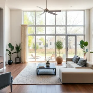 Modern living room emphasizing natural light and design for homes in Cleveland, OH