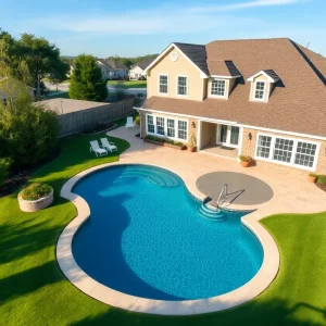 Modern Owensboro home exterior with pool
