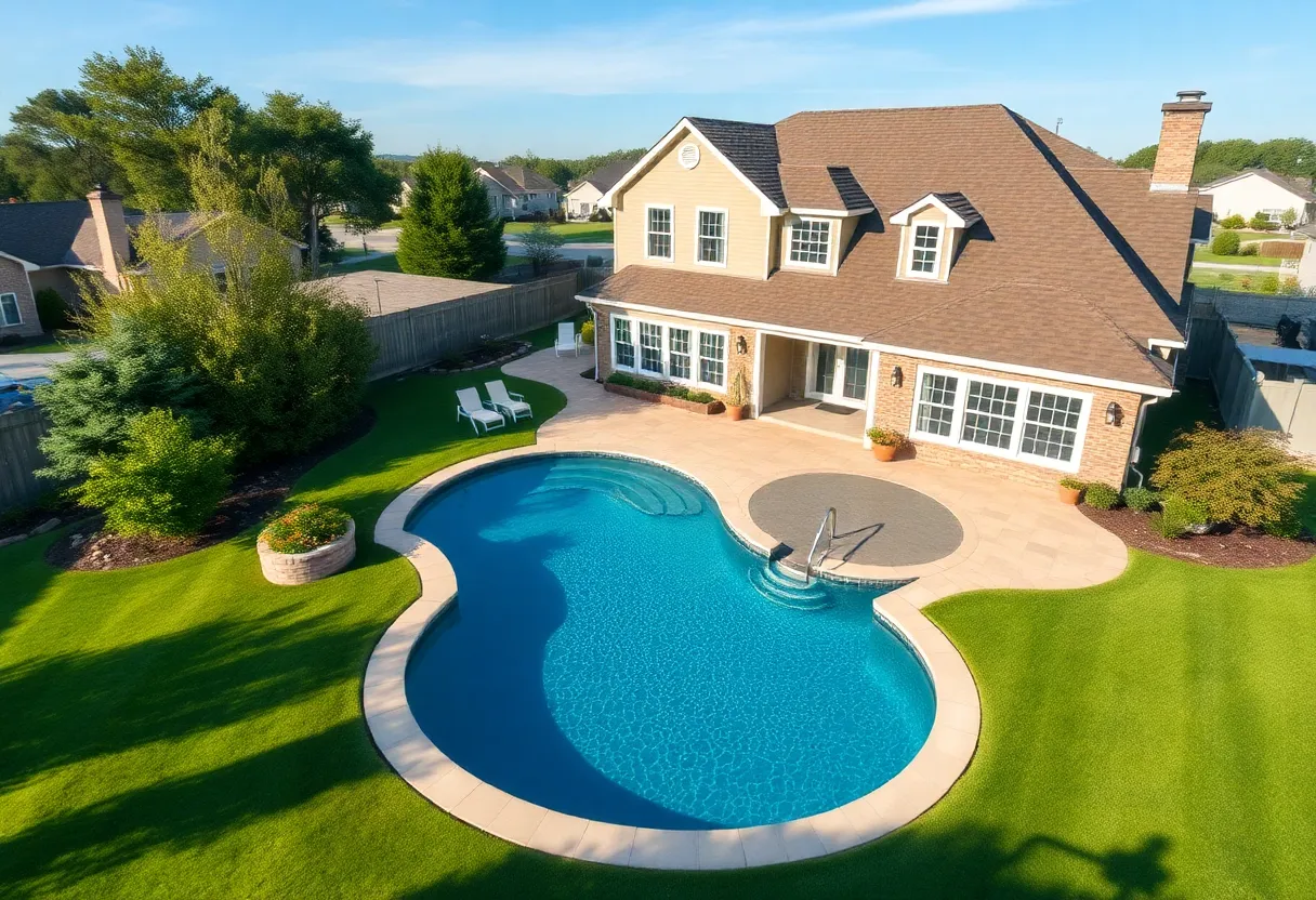 Modern Owensboro home exterior with pool