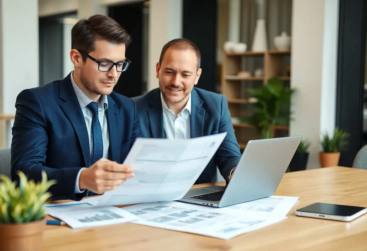 Real estate agent reviewing property listings in Cleveland, OH