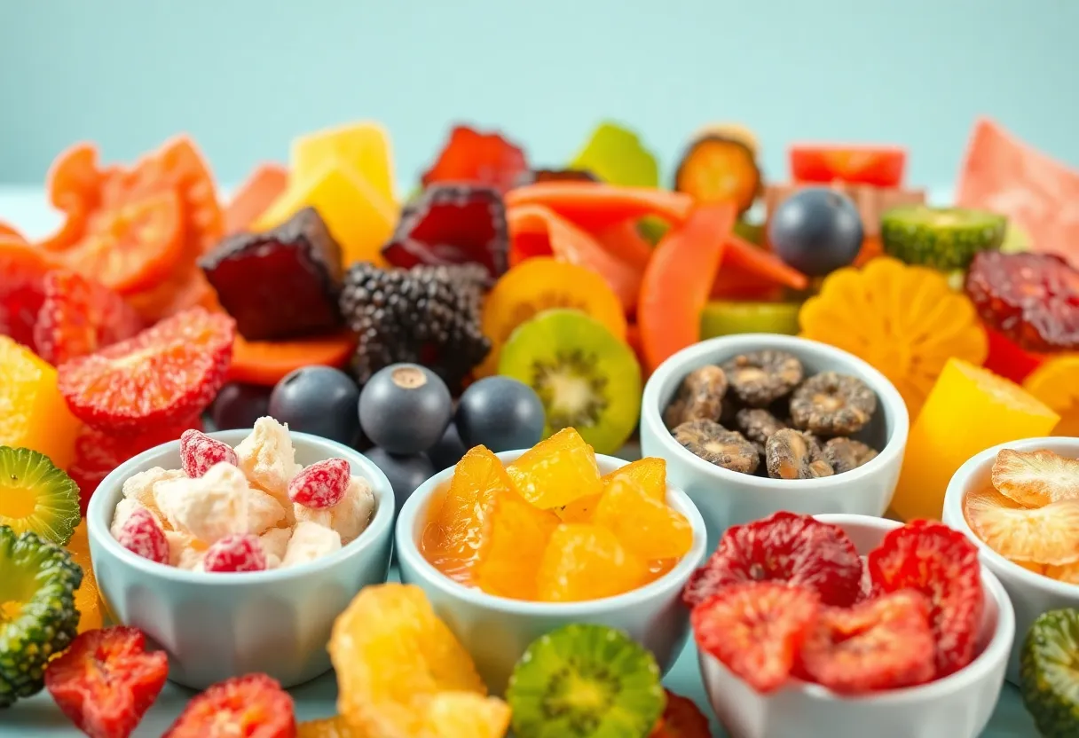 Colorful freeze-dried allergen-free snacks for kids