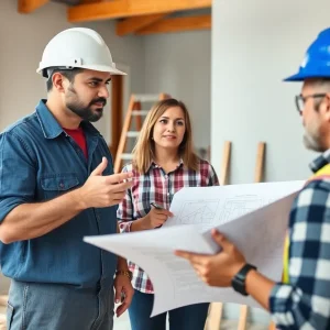Contractor and homeowner discussing home building in Cleveland