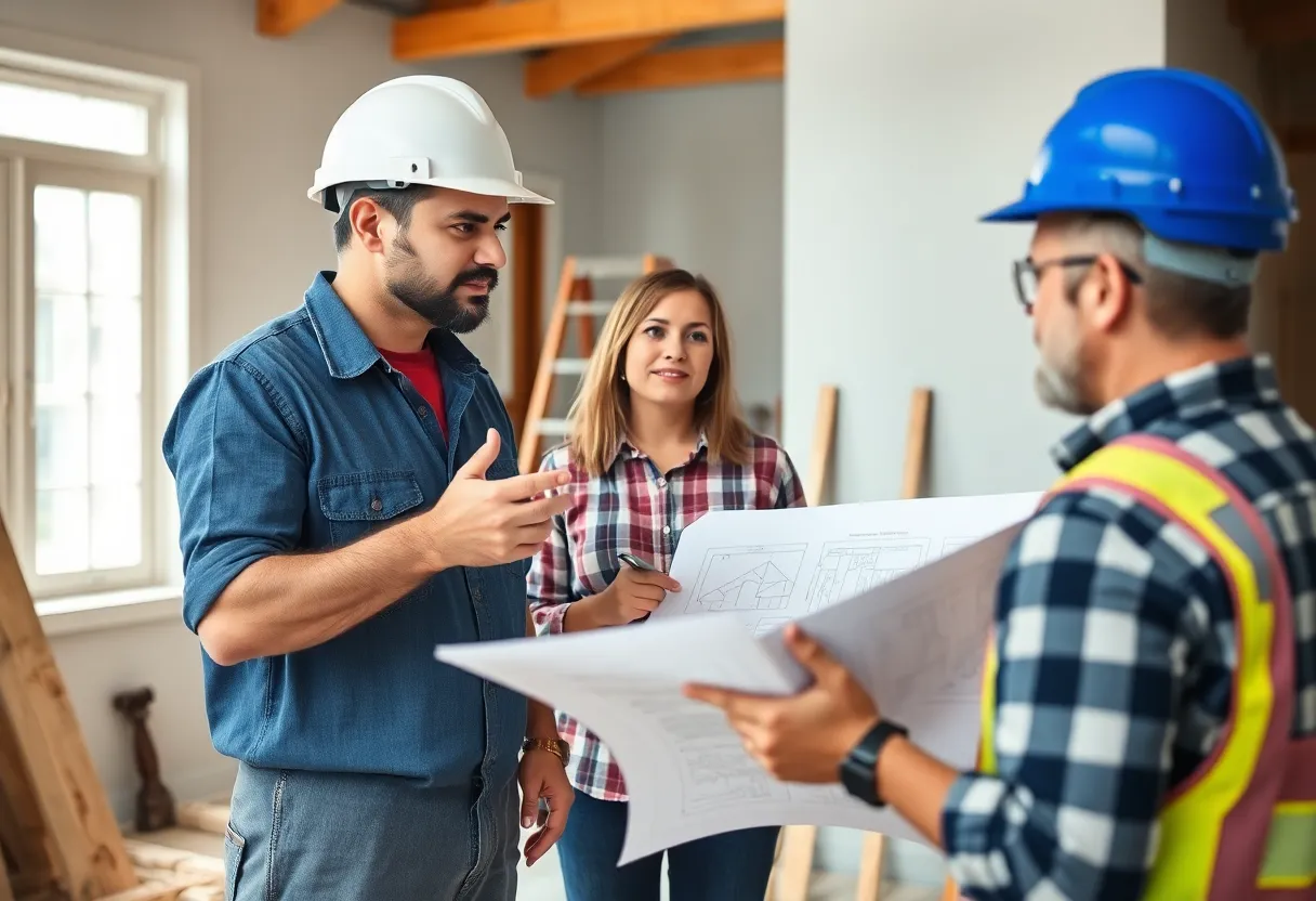 Contractor and homeowner discussing home building in Cleveland