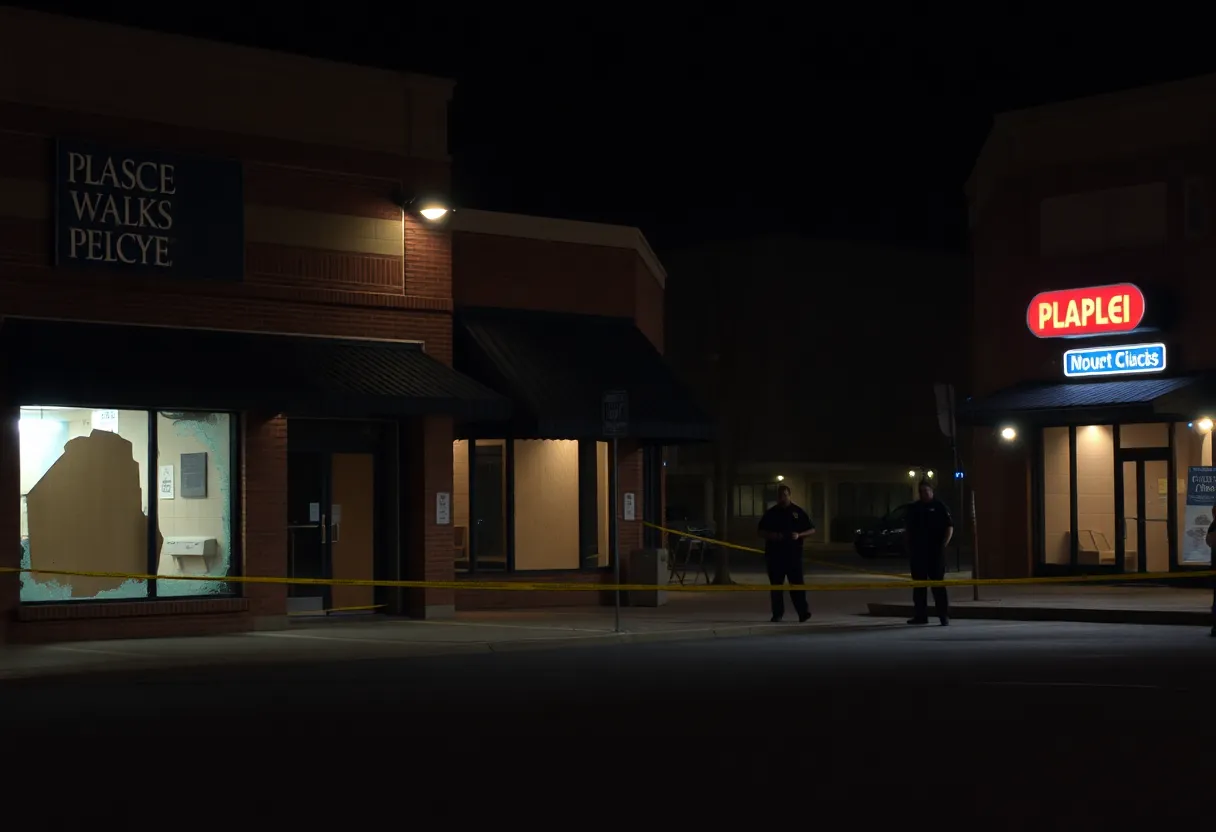 Damaged storefronts from vandalism in Canton, Ohio