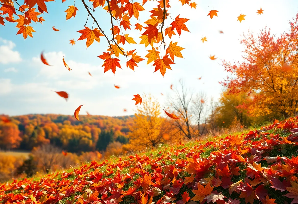 A colorful autumn landscape representing remembrance