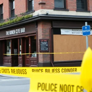 Scene of a bar closed after a shooting incident in Cleveland