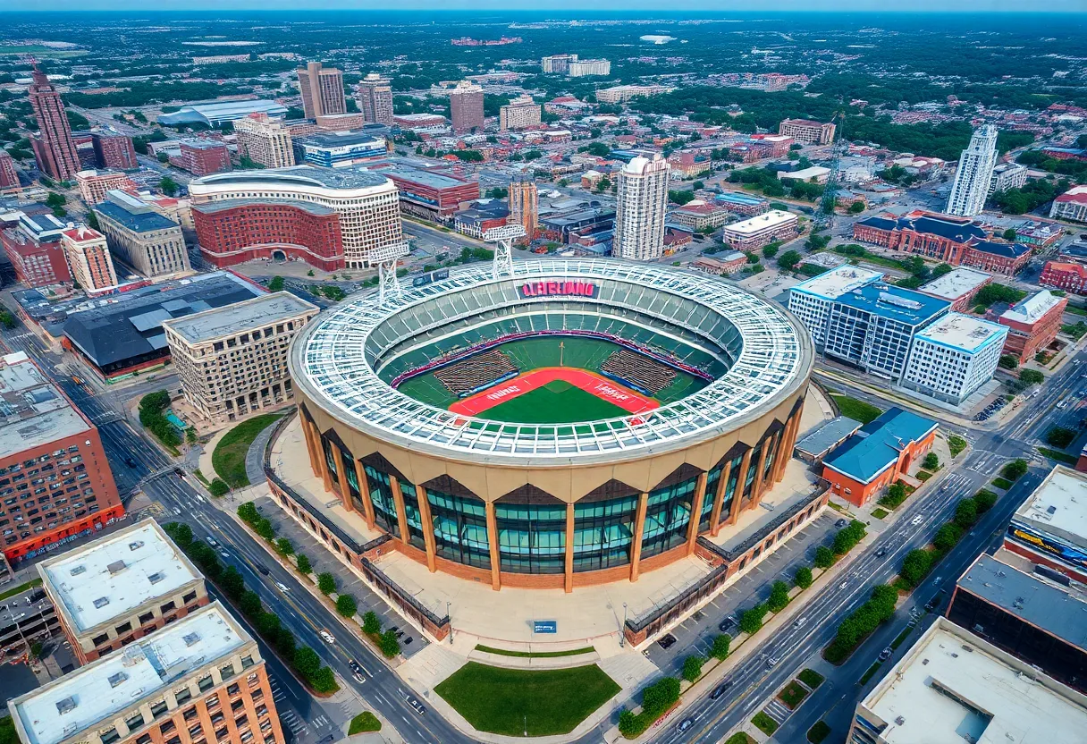 Architectural rendering of the proposed Cleveland Browns stadium