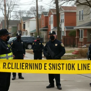 An image depicting a crime scene in Cleveland with police activity
