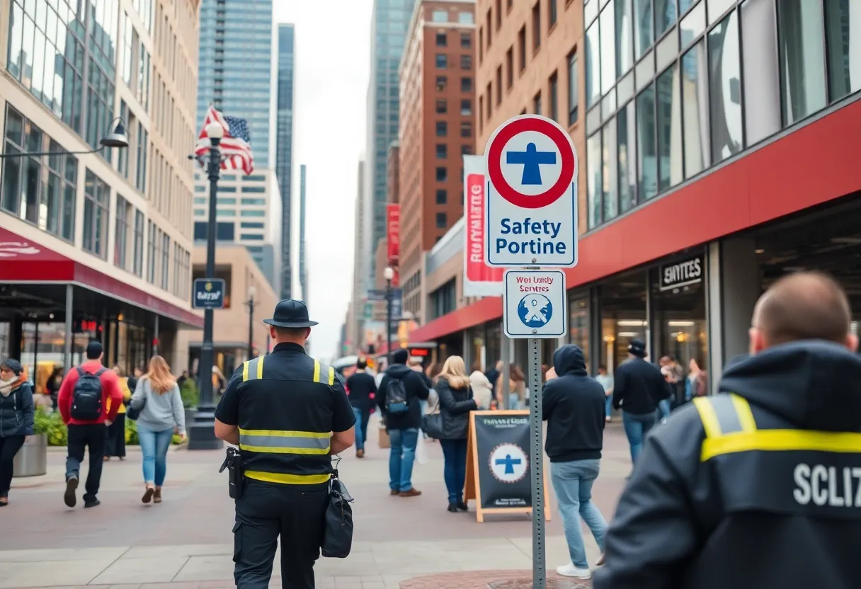 Cleveland downtown area with enhanced safety measures.
