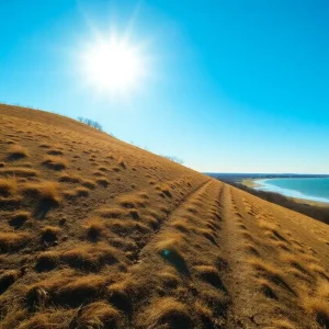 A dry landscape in Cleveland with clear blue skies