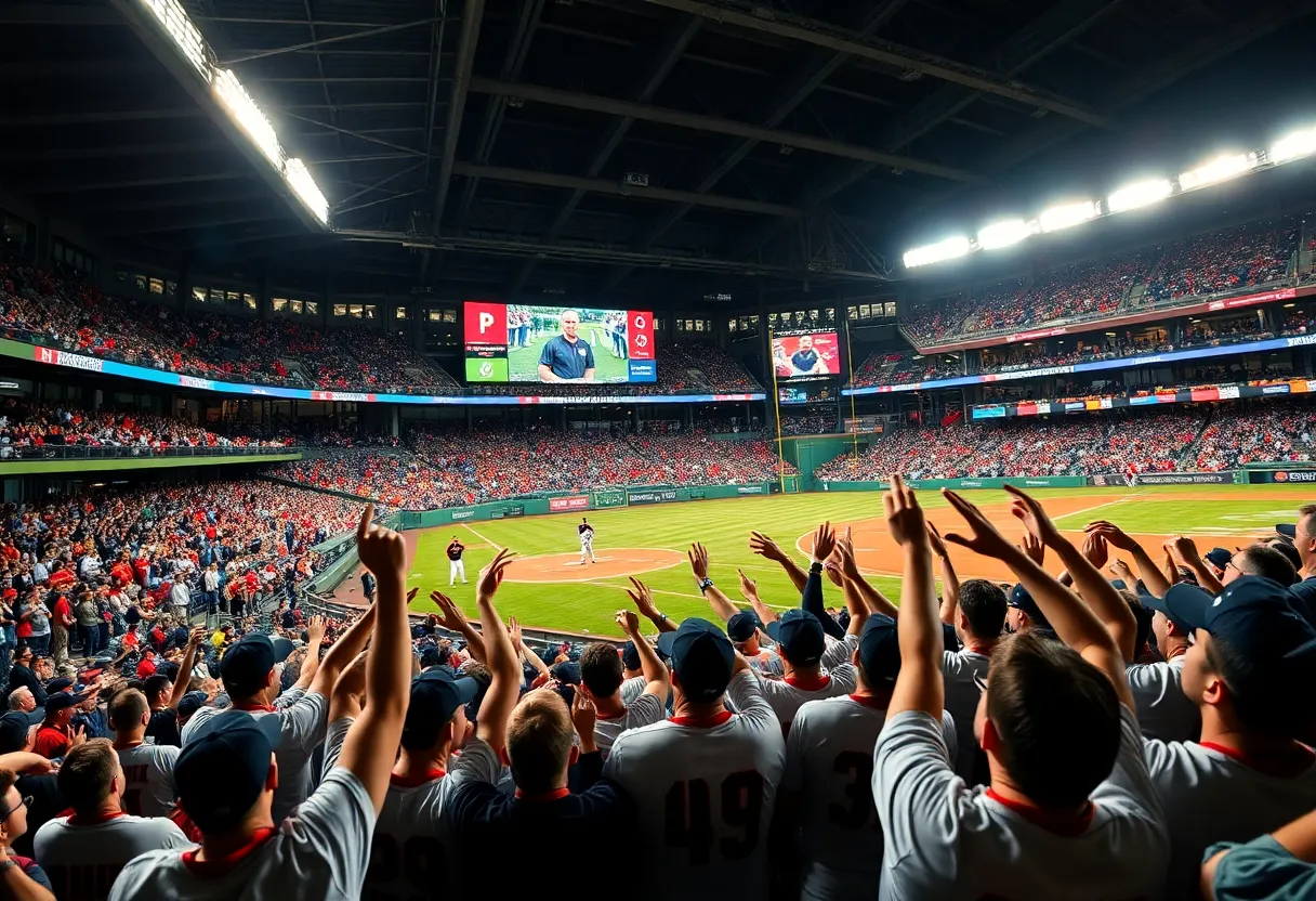 Cleveland Guardians players celebrating a win at the baseball stadium