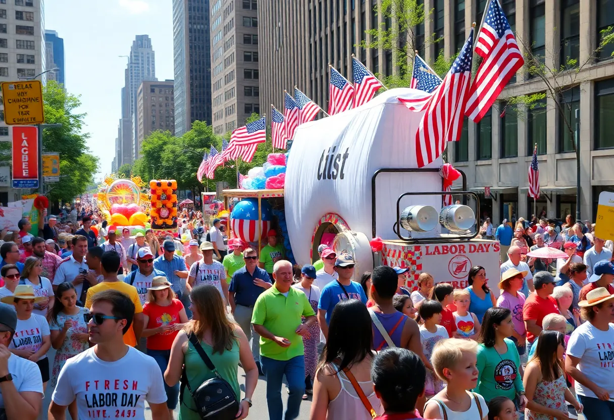 Crowd celebrating at the Cleveland Labor Day Parade