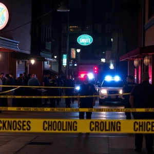Police and emergency responders at the scene of a mass shooting in Cleveland