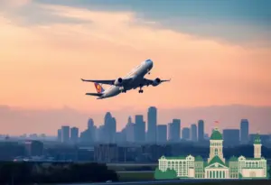 Airplane flying from Cleveland to Montreal