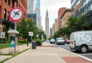 Cleveland urban landscape with pest control methods visible.