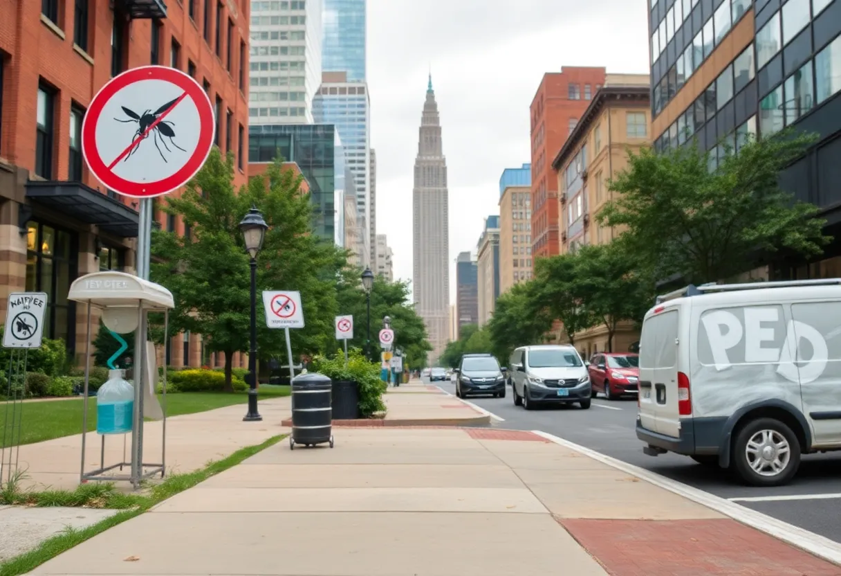 Cleveland urban landscape with pest control methods visible.