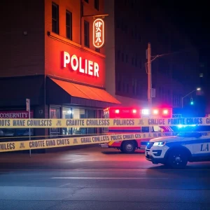 Police at the scene of a shooting outside a bar in Cleveland