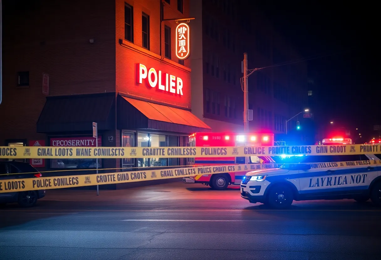 Police at the scene of a shooting outside a bar in Cleveland