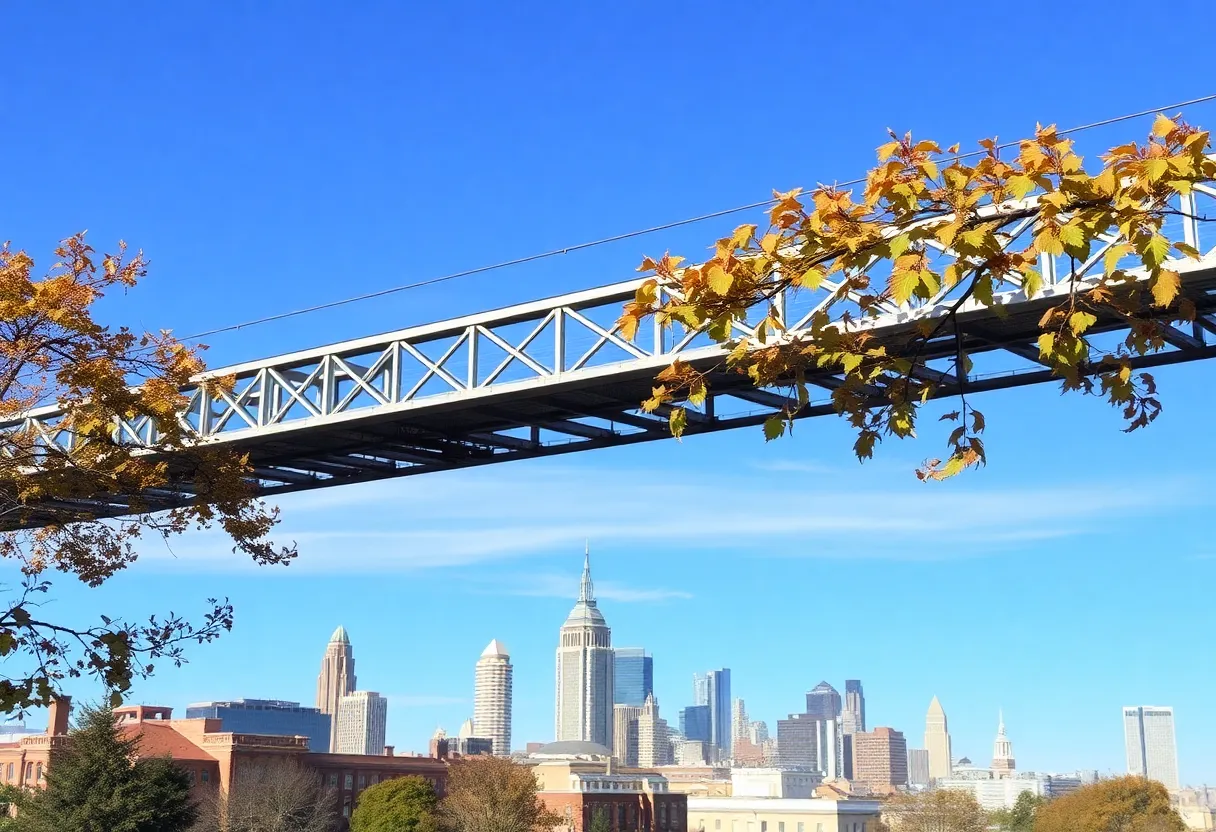 Scenic view of Cleveland depicting dry and cool September weather.
