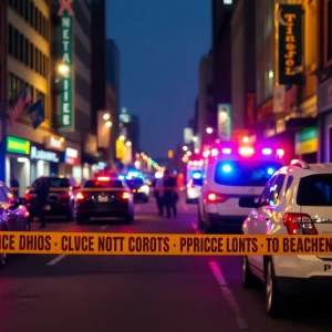 Police investigation scene in Cleveland after a shooting incident.