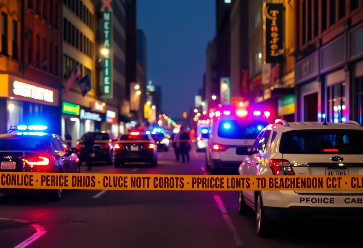 Police investigation scene in Cleveland after a shooting incident.