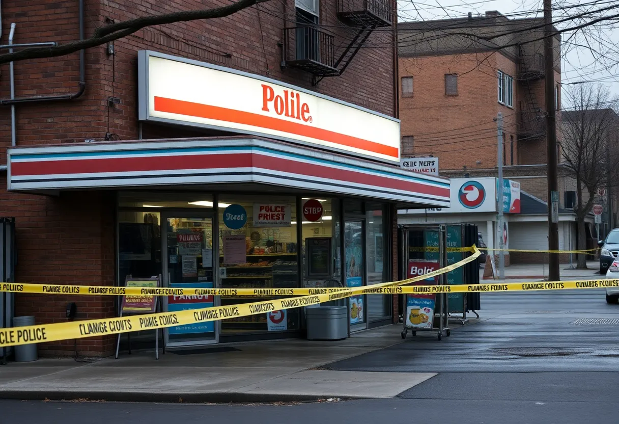 Scene of a shooting incident outside a convenience store in Cleveland