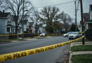 Police investigation scene in Cleveland after shootings.