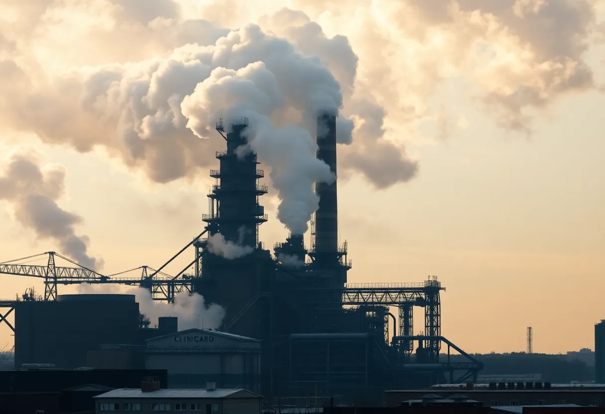 Cleveland steelmaking facility with visible emissions