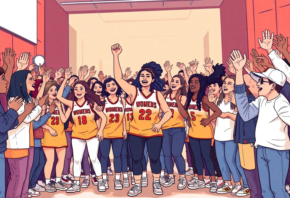Crowd cheering for the new WNBA team in Cleveland