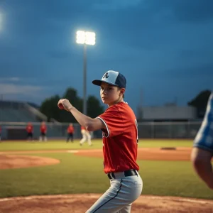A young pitcher from the Cleveland Guardians in action during a game.