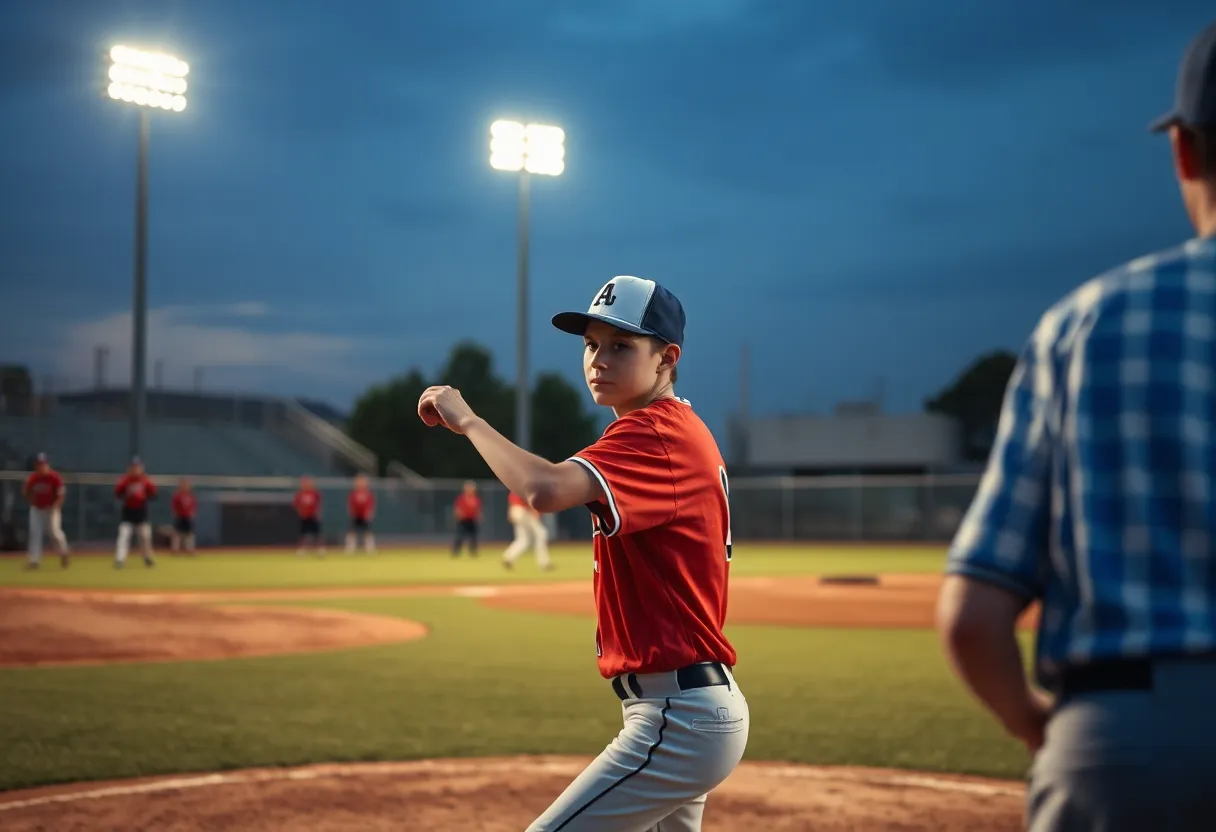 A young pitcher from the Cleveland Guardians in action during a game.