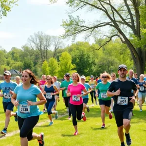 Participants at the Cleveland Stormwater Awareness Run in Clark Field Park.