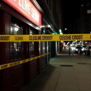 Closed Play Bar and Grill with police tape
