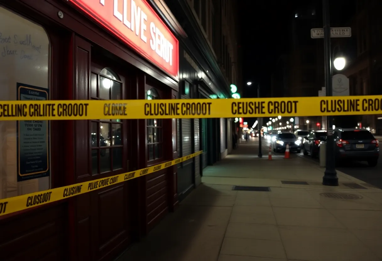 Closed Play Bar and Grill with police tape