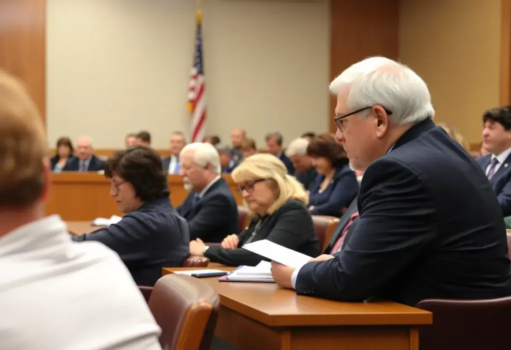 People discussing in a courtroom about Columbia Gas rates