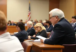 People discussing in a courtroom about Columbia Gas rates
