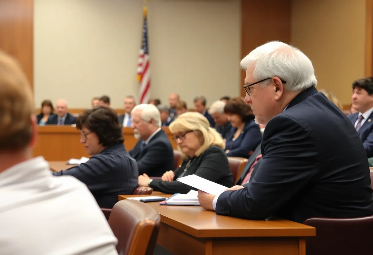 People discussing in a courtroom about Columbia Gas rates