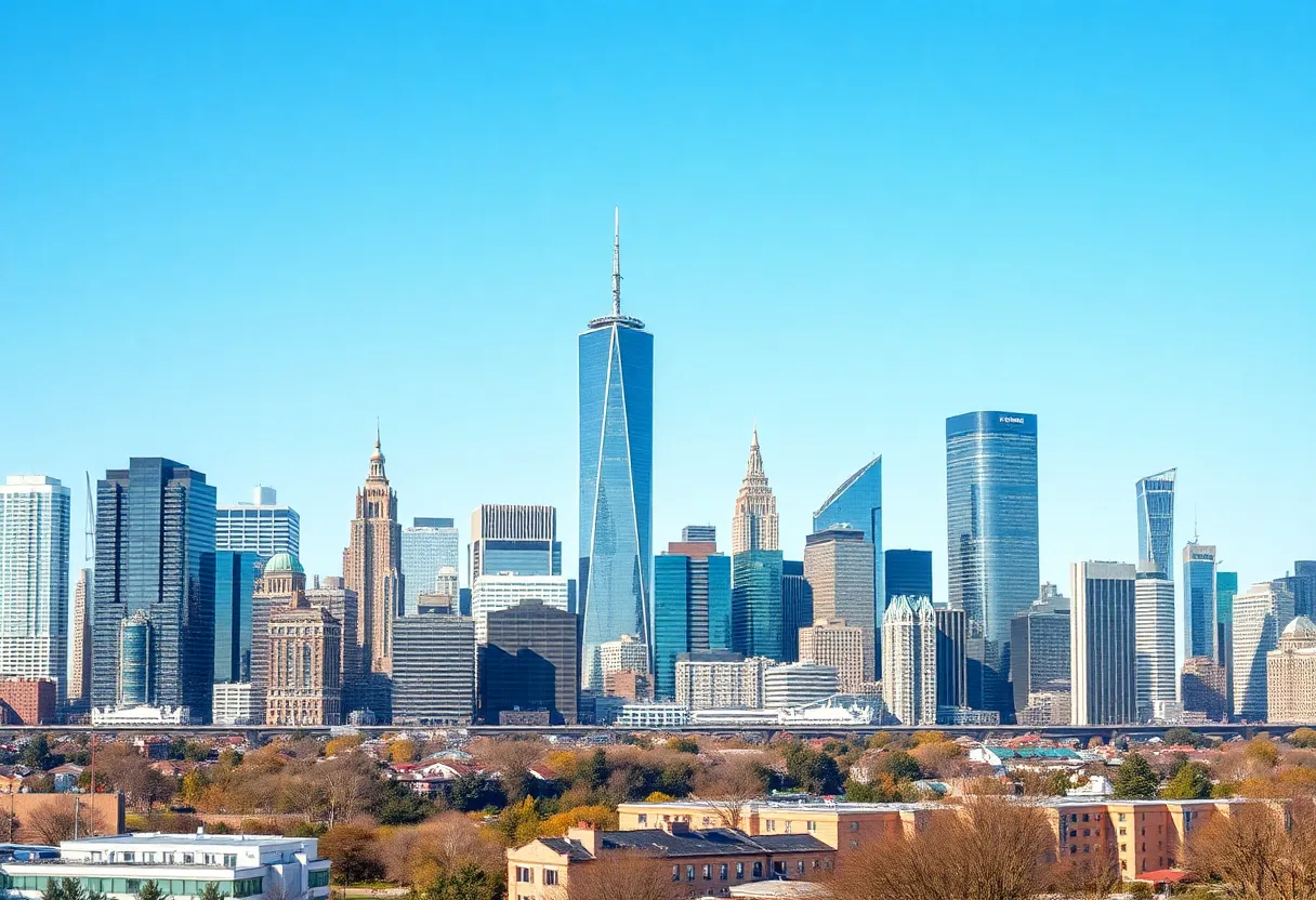 City skyline symbolizing real estate acquisition