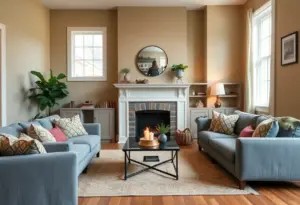 A cozy living room in a Cleveland home with comfortable furniture.