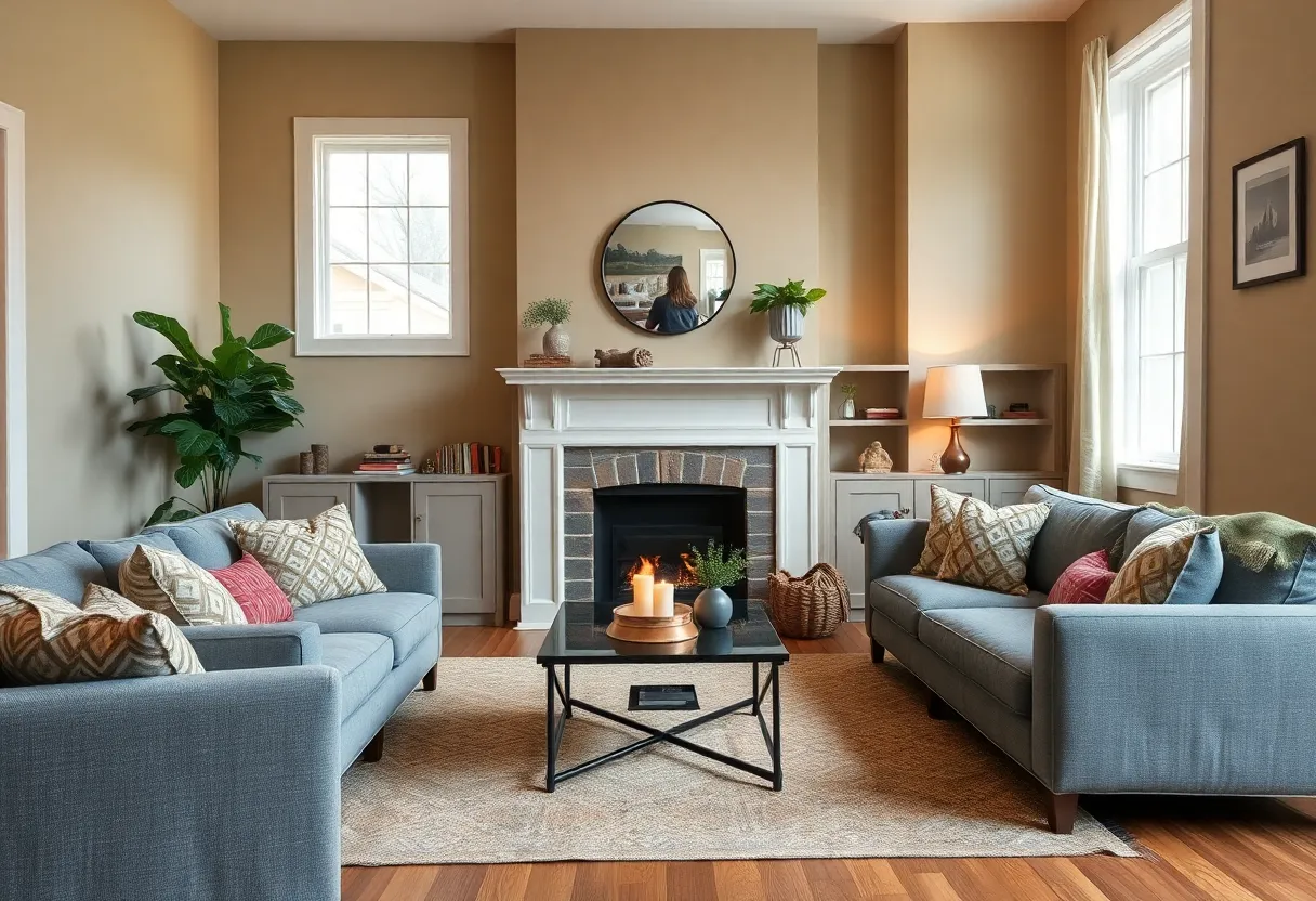 A cozy living room in a Cleveland home with comfortable furniture.