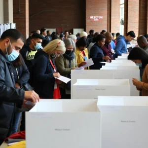 Voters casting their ballots in Cuyahoga County during the primary elections.