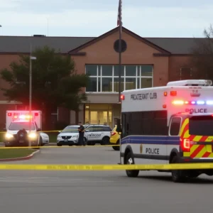 Police and emergency vehicles at Evergreen High School