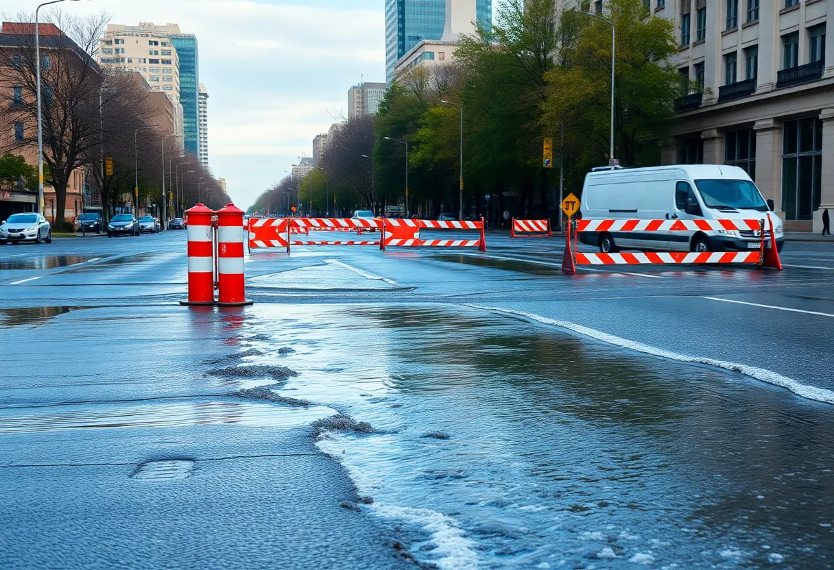 Flooded eastbound lanes of the Shoreway in Cleveland