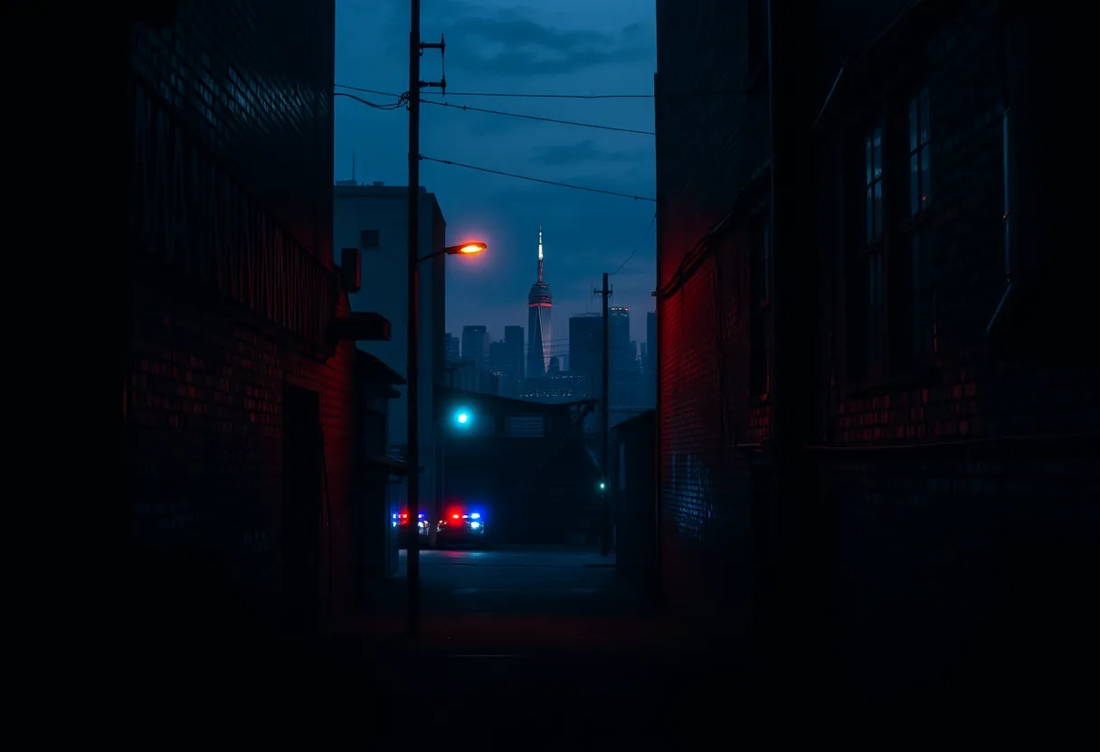 Police conducting a raid in an urban area to combat human trafficking