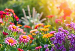 Memorial garden flowers representing love and family