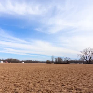 Dry landscape in Northeast Ohio under clear blue skies