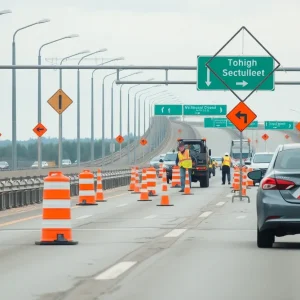 Construction workers working on the Ohio Turnpike
